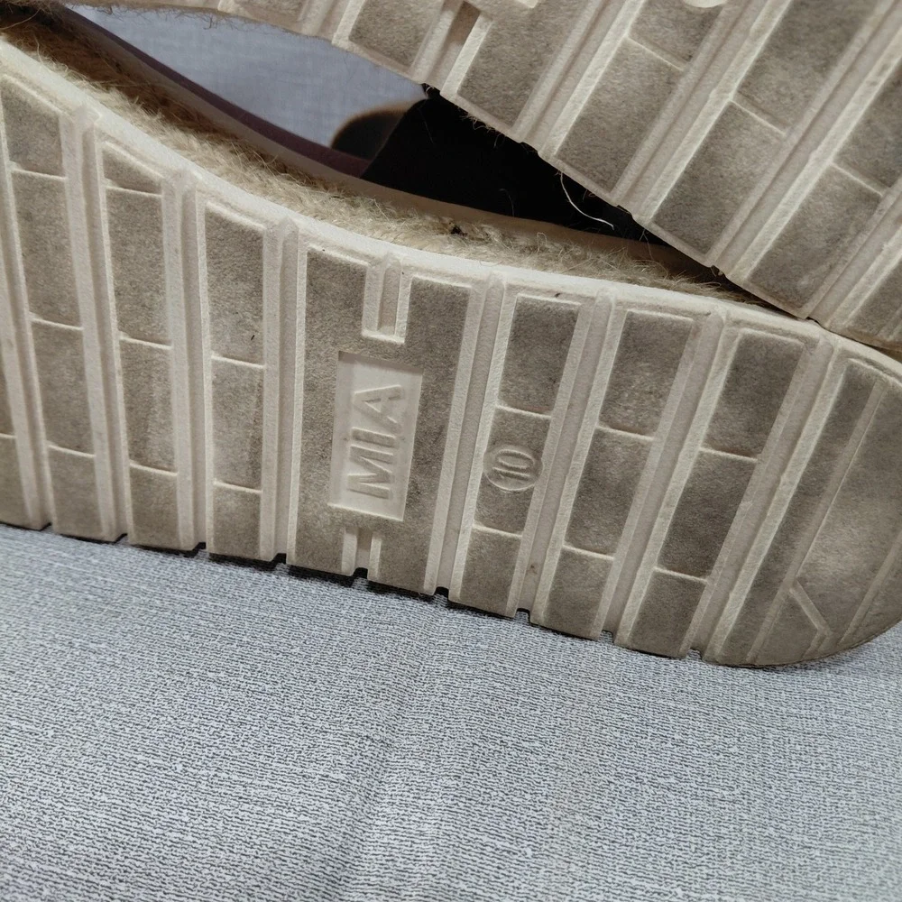 Mia Platform Espadrille Sandals Women's 10 Slip On Ankle Strap Brown Cream